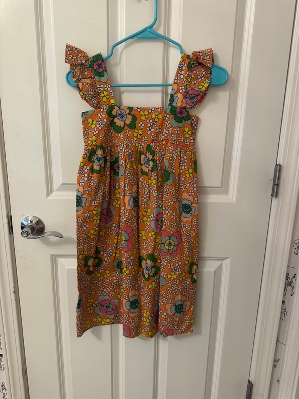 Stella McCartney Orange Floral Ruffle-Strap Dress